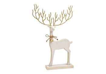 Support de cerf en bois doré, blanc (L/H/P) 22x36x6cm