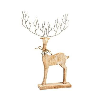 Supporto per cervo in legno naturale, argento (L/A/P) 22x36x6 cm