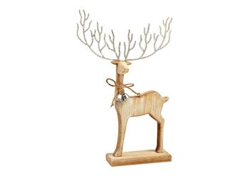 Support de cerf en bois naturel (L/H/P) 17x28x4cm