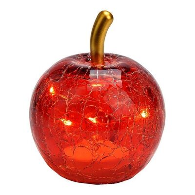 Apple con 5 LEDs de cristal rojo (An/Al/Pr) 7x9x7cm con temporizador, funcionamiento con pilas CR2032 no incluidas