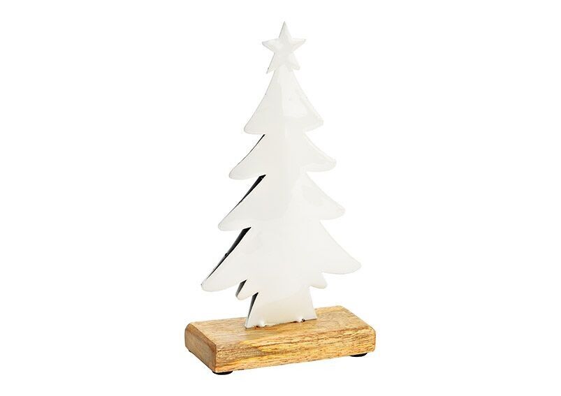 Supporto per albero di Natale su base in legno di mango in metallo bianco (L/A/P) 10x20x5 cm