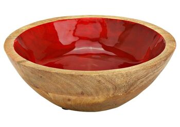 Bol décoratif en bois de manguier naturel, rouge (L/H/P) 20x8x20cm