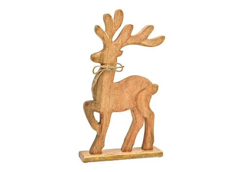 Aufsteller Hirsch aus Mangoholz natur (B/H/T) 23x42x6cm