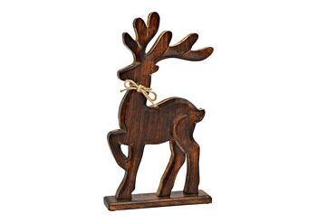 Support de cerf en bois de manguier marron (L/H/P) 23x42x6cm