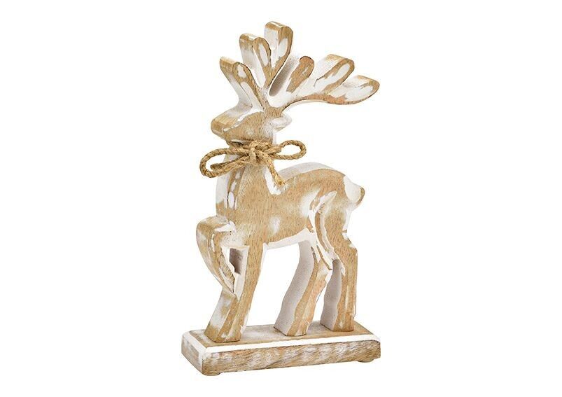 Supporto per cervo in legno di mango naturale, bianco (L/A/P) 12x22x5 cm