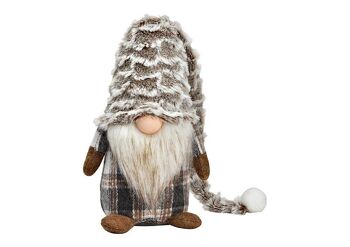 Gnome en textile gris, beige (L/H/P) 13x55x12cm