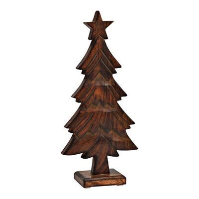 Aufsteller Tannenbaum aus Mangoholz braun (B/H/T) 15x32x6cm