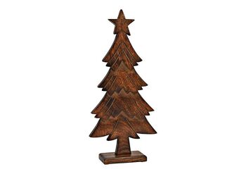 Support pour sapin de Noël en bois de manguier marron (L/H/P) 20x42x5cm