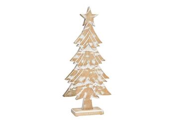 Support pour sapin de Noël en bois de manguier naturel, blanc (L/H/P) 20x42x5cm