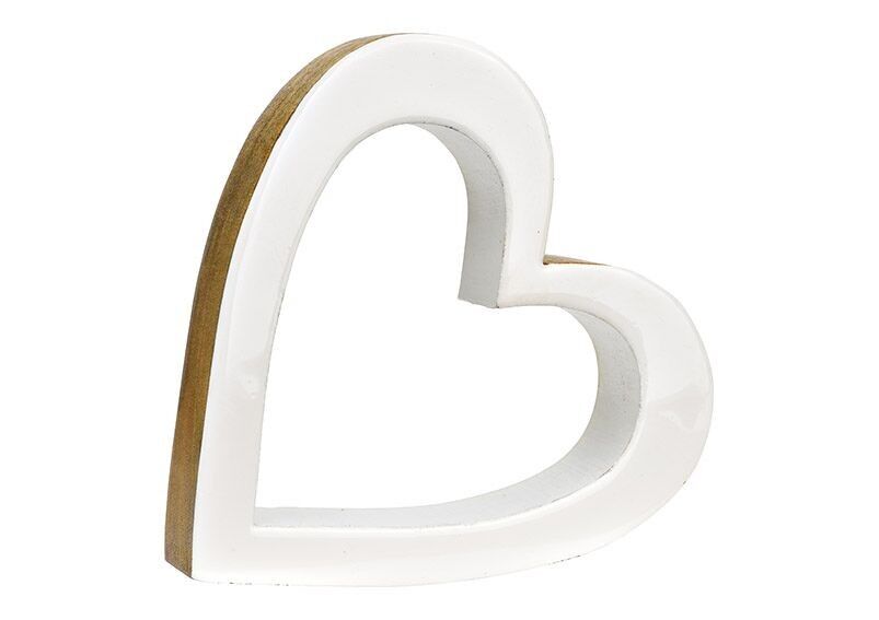 Supporto a cuore in legno di mango bianco (L/A/P) 21x21x3 cm