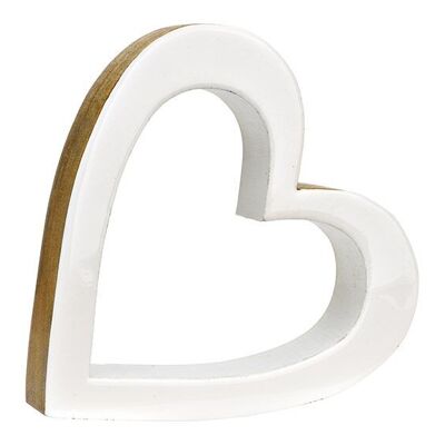 Supporto a cuore in legno di mango bianco (L/A/P) 21x21x3 cm