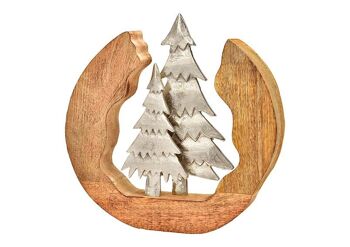 Support pour sapin de Noël en bois de manguier, métal naturel (L/H/P) 30x30x5cm