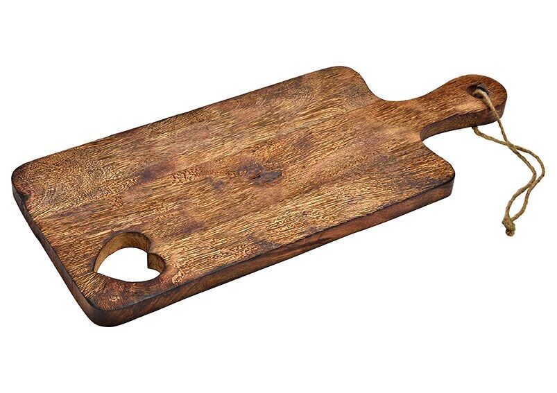 Decorative board heart decor made of mango wood brown (W/H/D) 50x2x20cm