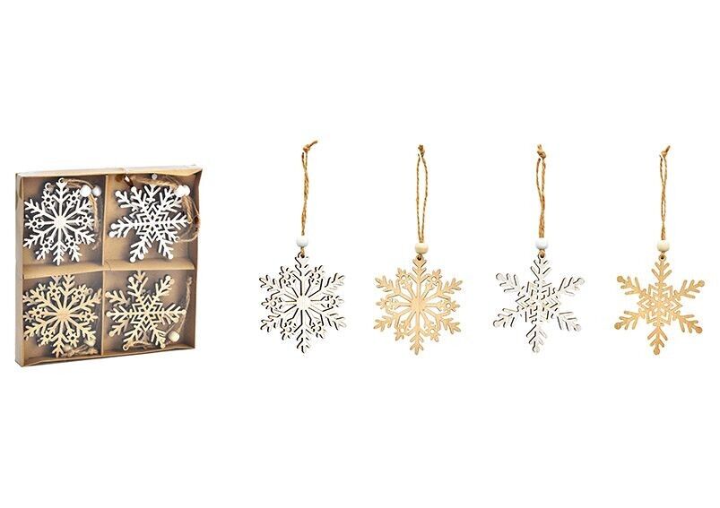 Appendino natalizio fiocco di neve in legno, naturale (L/A) 8x8 cm