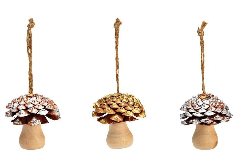 Fungo appendiabiti natalizio in legno, 3 pieghe, naturale (L/A/P) 4x5x4 cm