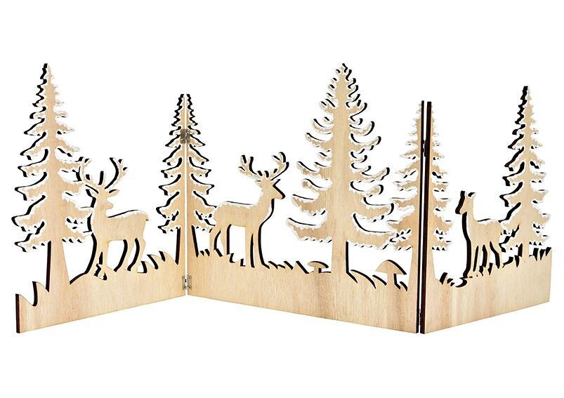 Supporto per bosco invernale in legno di pioppo naturale (L/A/P) 82x30x0,7 cm