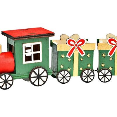 Supporto per treno natalizio in legno colorato (L/A/P) 20x7x4 cm