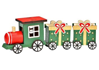 Support de train de Noël en bois coloré (L/H/P) 20x7x4cm