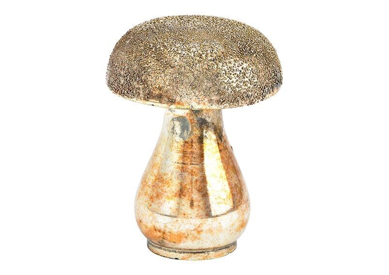 Pilz aus Glas Antikgold (B/H/T) 8x10x8cm