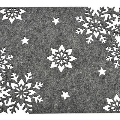 Tovaglietta decorativa con fiocchi di neve in feltro grigio (L/A) 40x30 cm