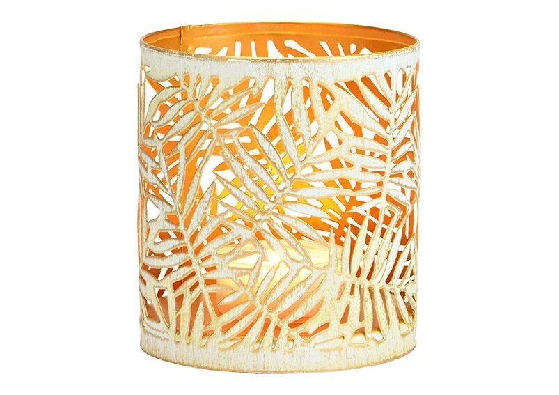 Windlicht aus Metall weiß, gold (B/H/T) 8x9x8cm