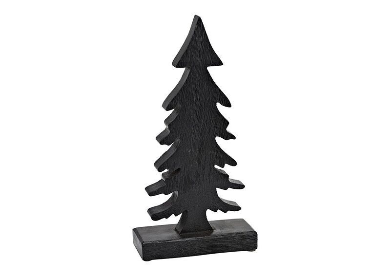 Aufsteller Tannenbaum aus Mangoholz schwarz (B/H/T) 16x32x6cm