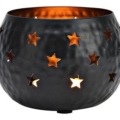 Windlicht Stern Dekor, aus Metall schwarz (B/H/T) 13x10x13cm