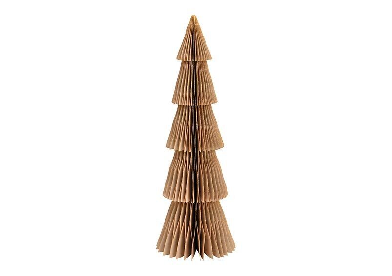 Albero di Natale da esposizione a nido d'ape con glitter in carta/cartone beige (L/A/P) 14x40x14 cm