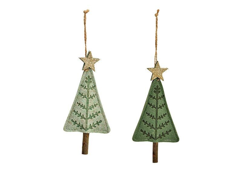 Weihnachtshänger Tannenbaum aus Filz, 2-fach, Grün (B/H/T) 8x14x2cm