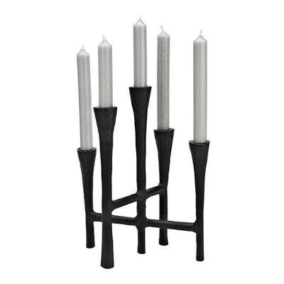 Portavelas para 5 velas de metal negro (An/Al/Pr) 23x29x15cm