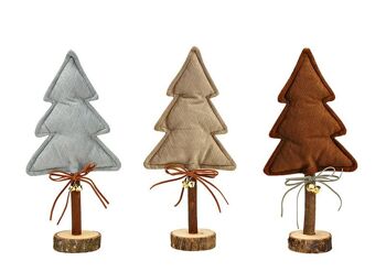 Support pour sapin de Noël en textile beige, marron, gris 3 fois, (L/H/P) 14x29x6cm