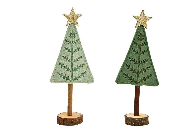 Supporto per albero di Natale in feltro verde, 2 volte, (L/A/P) 11x27x6 cm