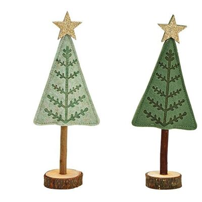 Soporte para árbol de Navidad de fieltro verde, doble, (ancho/alto/fondo) 11x27x6cm