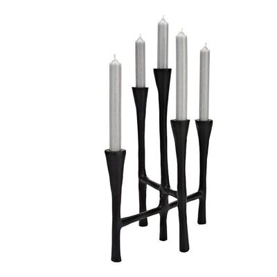 Portavelas para 5 velas de metal negro (An/Al/Pr) 31x36x17cm