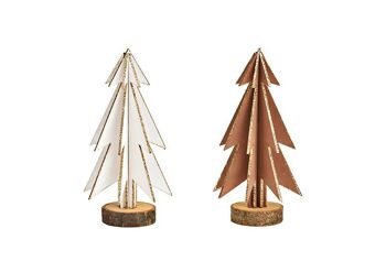 Support pour sapin de Noël en bois, marron, blanc, 2 volets, (L/H/P) 9x18x9cm
