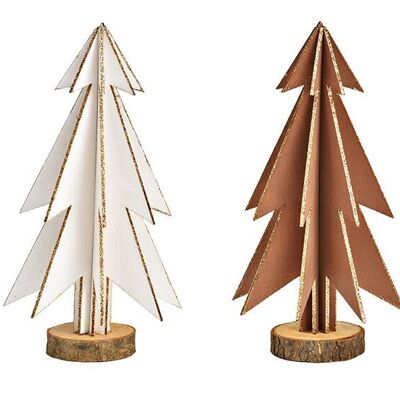 Supporto per albero di Natale in legno, marrone, bianco, 2 volte, (L/A/P) 12x22x12 cm