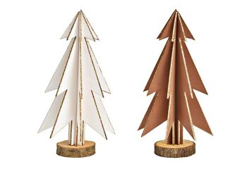 Support pour sapin de Noël en bois, marron, blanc, 2 plis, (L/H/P) 12x22x12cm