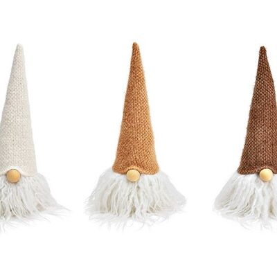 Gnome made of textile, wood brown, light brown, white 3-fold, (W/H/D) 7x26x7cm