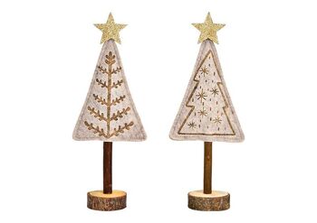 Support pour sapin de Noël en feutre, bois beige, 2 plis, (L/H/P) 10x27x5cm