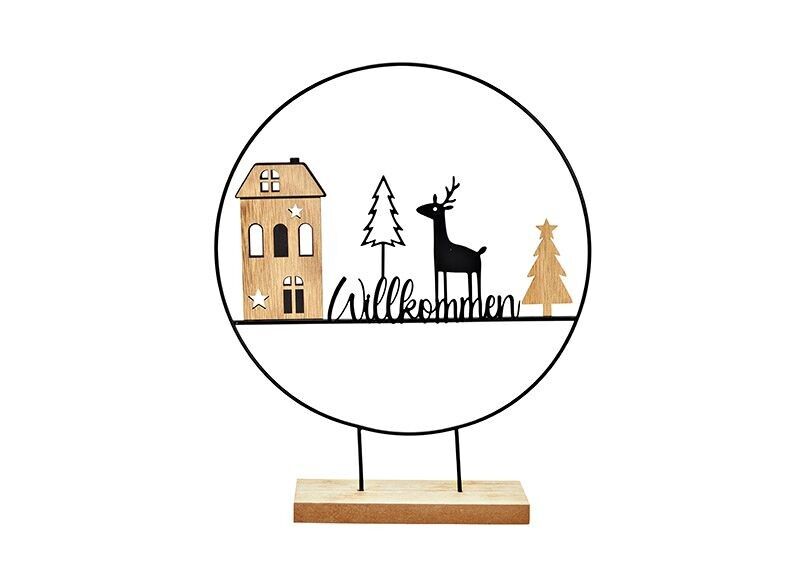 Décor de stand de bienvenue, en métal, bois noir (L/H/P) 28x34x7cm