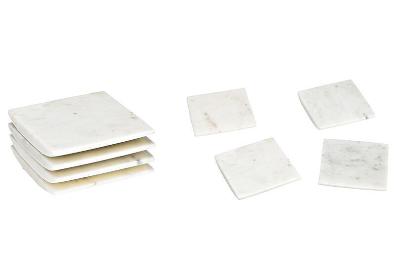 Untersetzer aus Marmor 4-er Set, weiß (B/H/T) 10x5x10cm