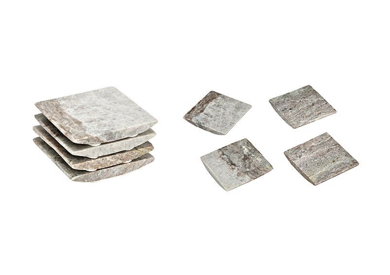 Untersetzer aus Marmor 4-er Set, natur (B/H/T) 10x5x10cm