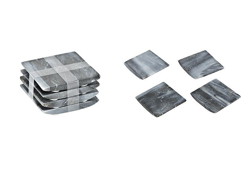 Untersetzer aus Marmor 4-er Set, schwarz (B/H/T) 10x5x10cm