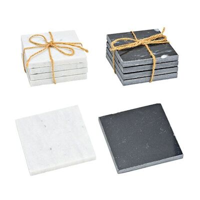 Sottobicchieri in marmo set da 4 grigio, nero 2 volte, (L/A/P) 9x4x9 cm