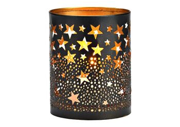 Lanterne étoiles en métal noir (L/H/P) 8x10x8cm