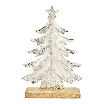 Supporto per albero di Natale su base in legno di mango in metallo argentato (L/A/P) 14x21x5 cm