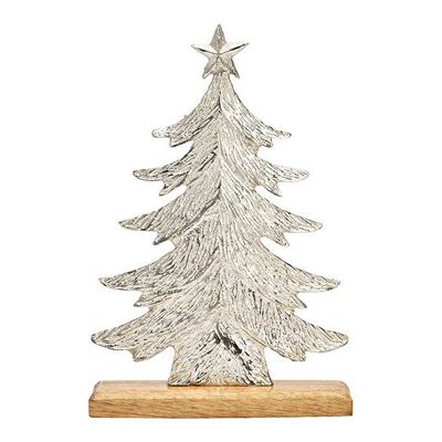 Supporto per albero di Natale su base in legno di mango in metallo argentato (L/A/P) 18x26x5 cm