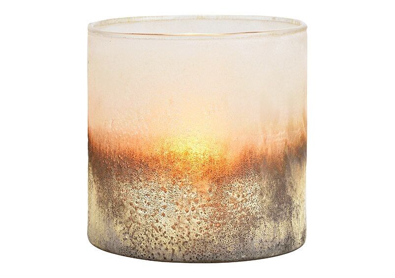 Windlicht aus Glas champagner (B/H/T) 12x12x12cm