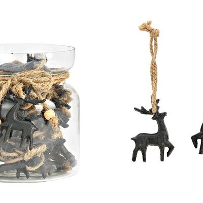 Cervi decorativi per albero di Natale in metallo, nero, 30 pezzi. in un bicchiere, (L/A/P) 13,5x5x0,5 cm