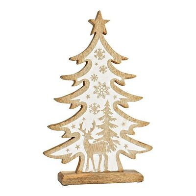 Supporto per albero di Natale in legno di mango naturale, bianco (L/A/P) 28x41x5 cm